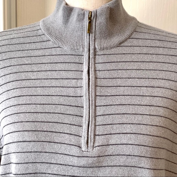 VAN HEUSEN Studio 1/4 Zip Striped Sweater—SZ. Med - Picture 2 of 12
